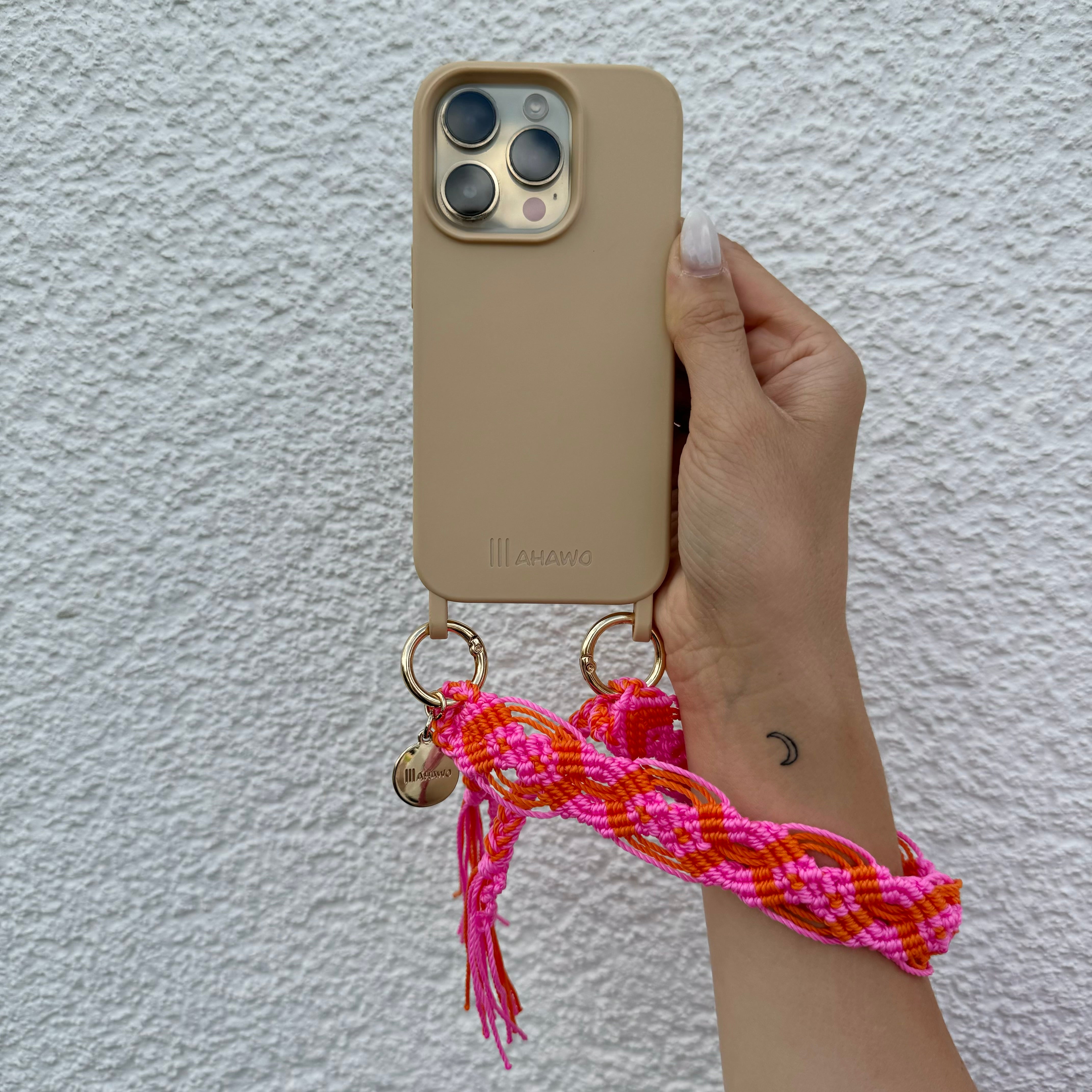 Short Phone Strap "Pink Fire"