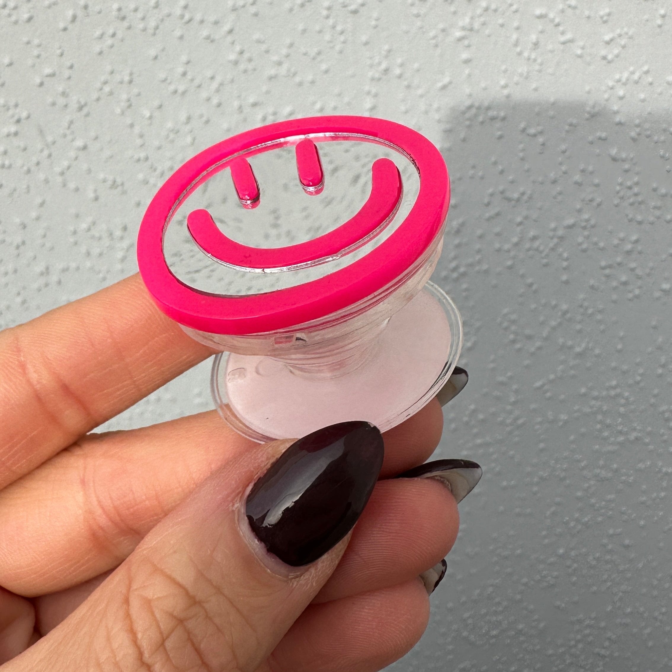 Phone Pop Holder Smiley Pink