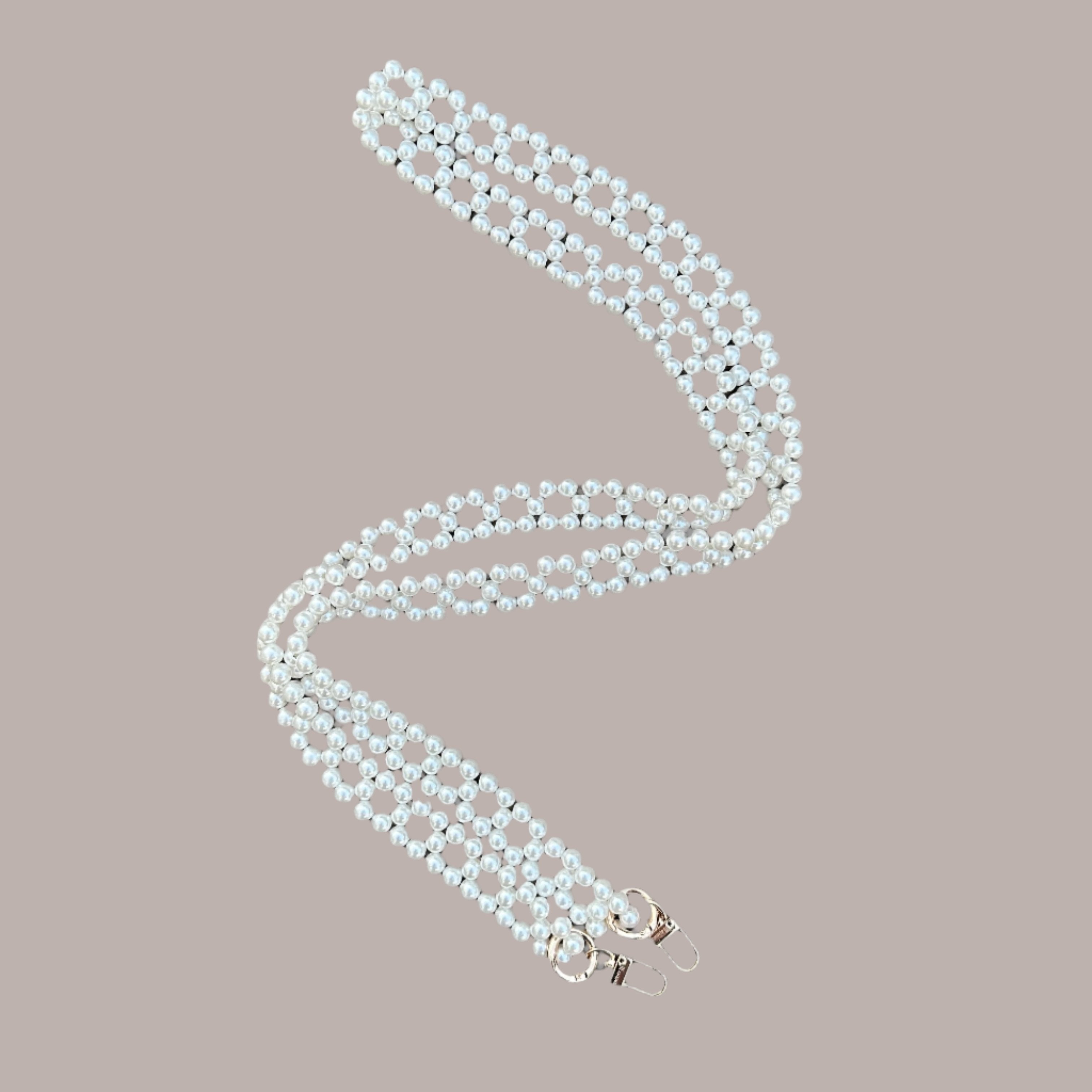 Long Pearl Strap White