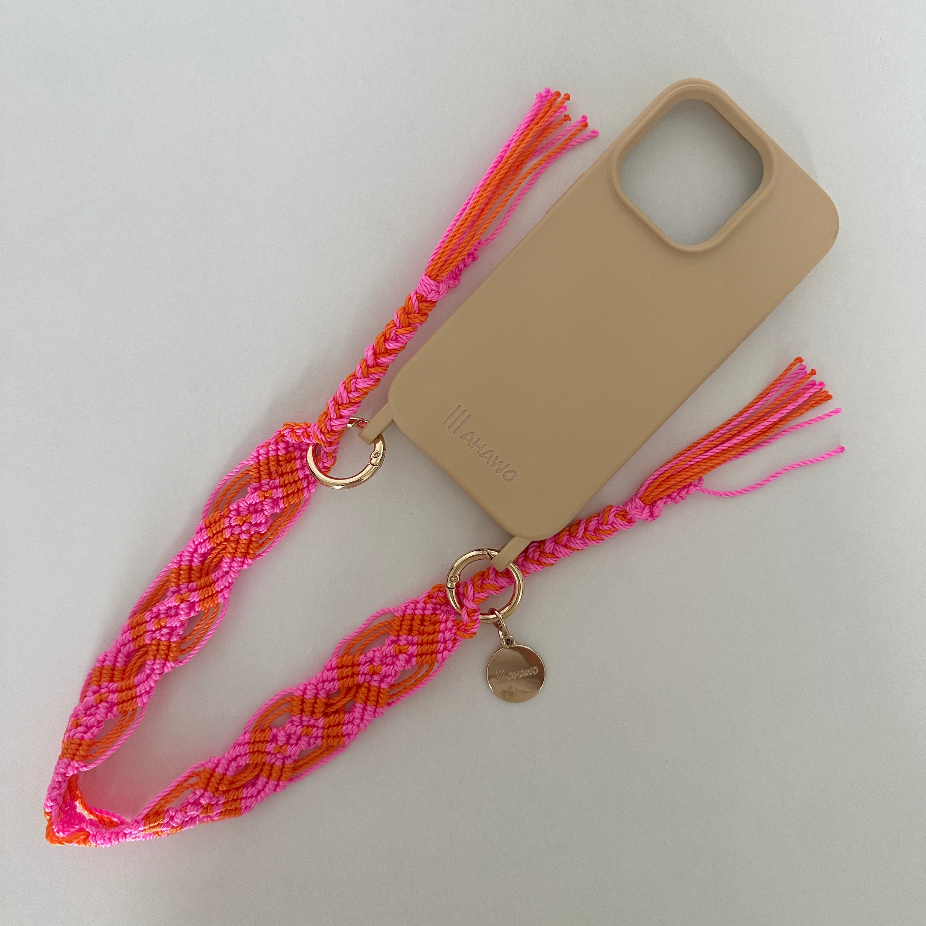 Short Phone Strap "Pink Fire"