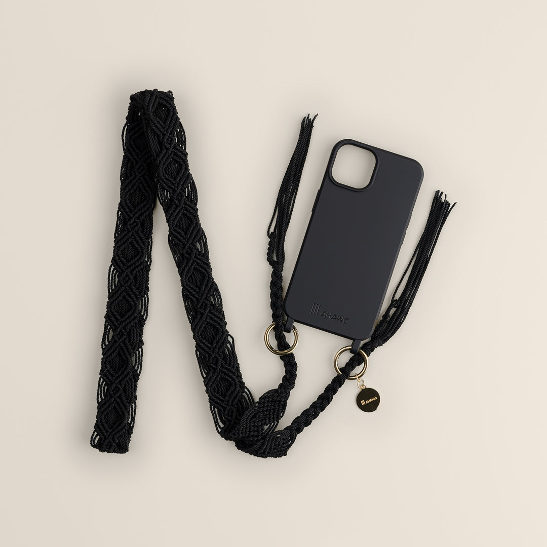 Black Pearl Slim Phone Strap